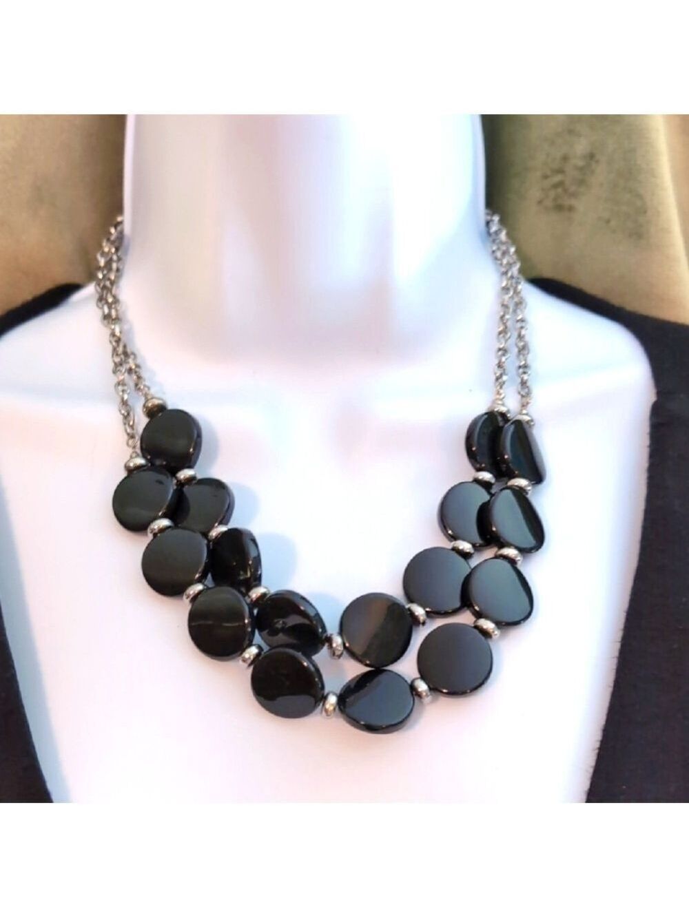 Charming Charlie Black and Silver Statement Necklace - Picture 2 of 6